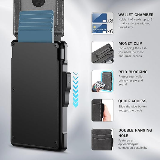 umoven Wallet for Men - with Money Clip Slim Leather Slots Credit Card Holder RFID Blocking Bifold Minimalist Wallet with Gift Box (Dark Gray)