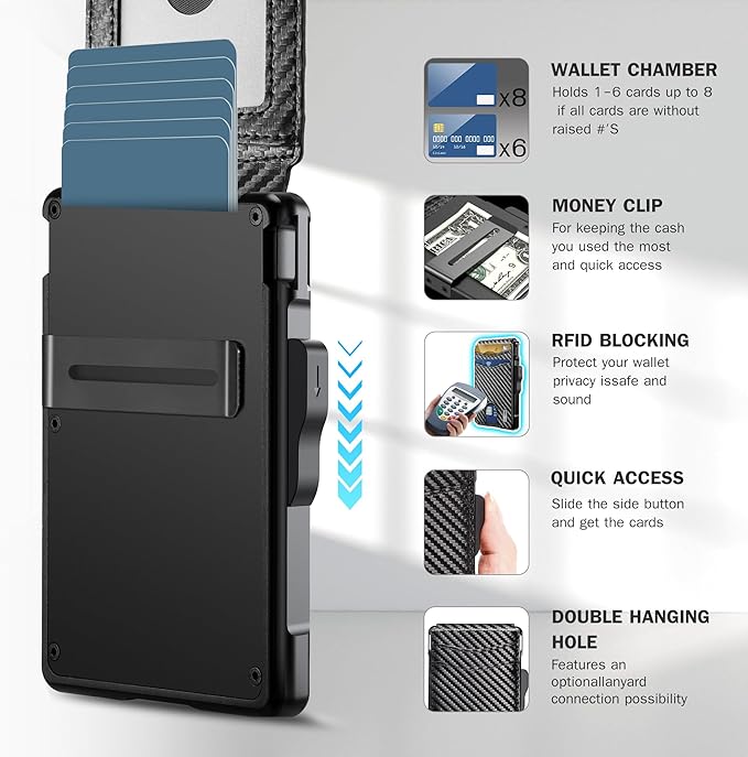 umoven Wallet for Men - with Money Clip Slim Leather Slots Credit Card Holder RFID Blocking Bifold Minimalist Wallet (Money Clip Inside)