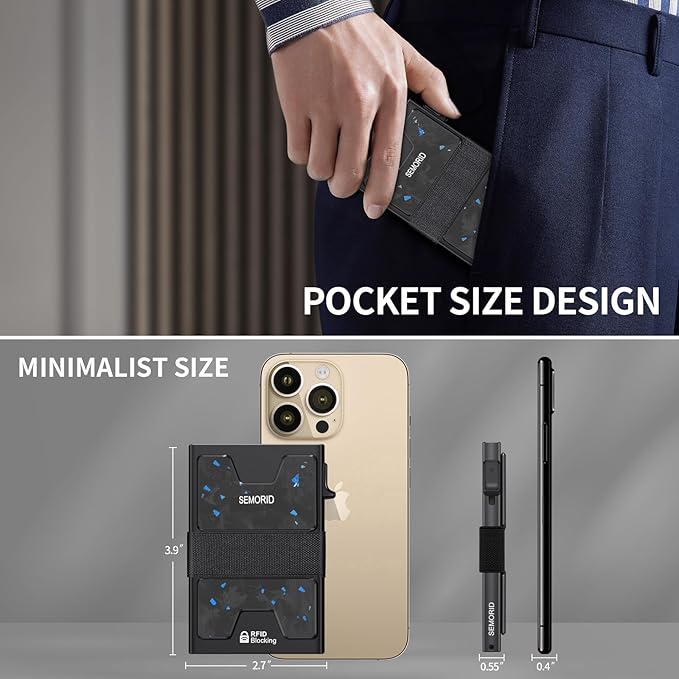 Minimalist Wallet for Men, Slim RFID Blocking Mens Wallet, Aluminum Pop Up Card Case, Thin Metal Credit Card Holder with Cash Strap -12 Cards Storage