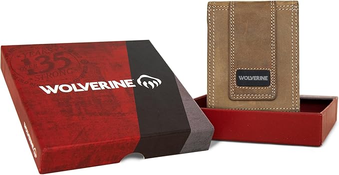 WOLVERINE Men's Slim Wallet | Card Case | Money Clip | RFID Protection | ID Window | Rugged | Leather | Canvas