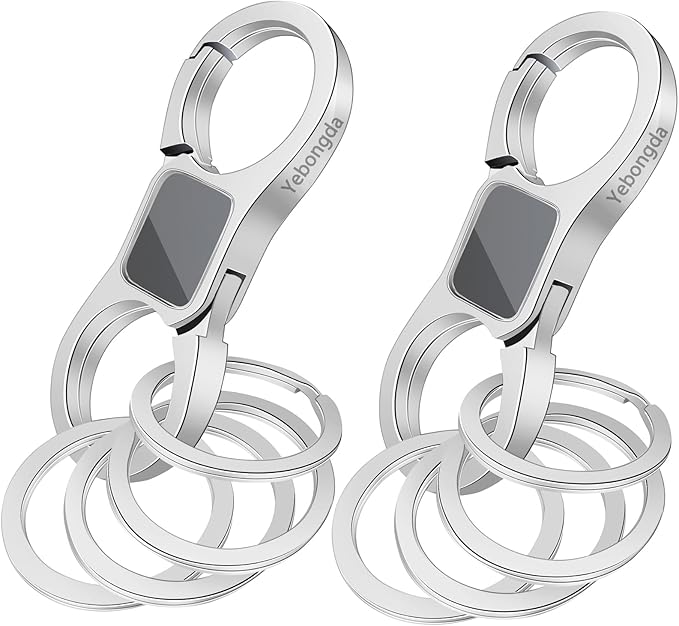 Key Chain Quick Release Spring 2 Pack with 4 Key Rings Heavy Duty Keychain Organizer for Men and Women