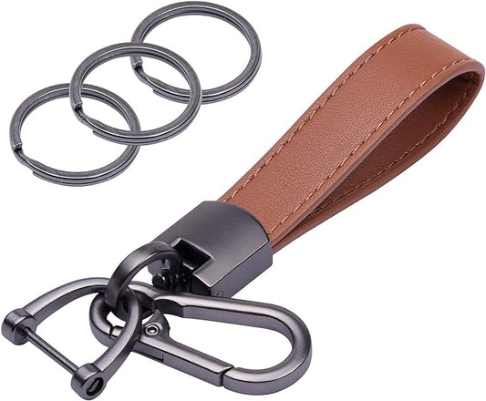 Wisdompro Genuine Leather Car Keychain, Key Fob Key Chain for Men and Women