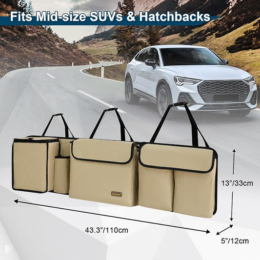 Deluxe Trunk and Backseat Organizer for Medium or large size SUVs & RVs, Detachable Storage Modules with Built-in Cooler, Patent Pending