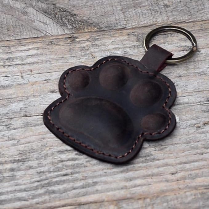JJNUSA Dog Paw Leather KeyChain Gift Women Men Key Rings Puppy Doggie Lover Accessories