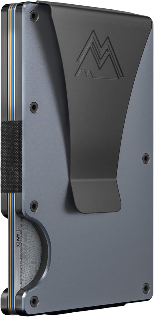 Mountain Voyage Co Minimalist Wallet for Men & Women - Slim RFID Wallet, Scratch Resistant, Credit Card Holder & Money Clip, Easily Removable Money & Cards, (Gunmetal Titanium)