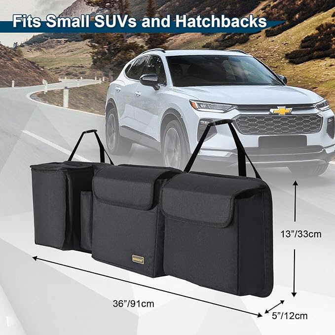 Deluxe Car Trunk Organizer, Detachable Backseat Hanging Organizer Storage Modules with Built-in Cooler for Car Small SUV, Patent Pending