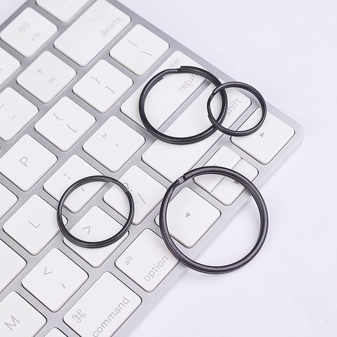 40 Pack Black Key Ring Keychain Assorted in 4 Sizes Metal Round Split Key Chains Rings for Home Car Dog Tag Office Lanyards Keys Attachment