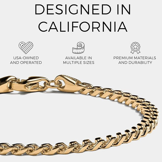 Elegatto Cuban Chain Premium 18K Gold Plated Bracelet for Men| Polished Gold-Plated Stainless Steel Cuban Link Chain | Men's Designer Jewelry Bracelets