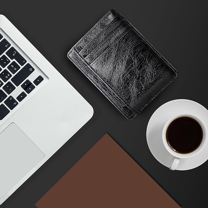 Travelambo Slim Wallet Front Pocket Minimalist Leather RFID Blocking Medium Size