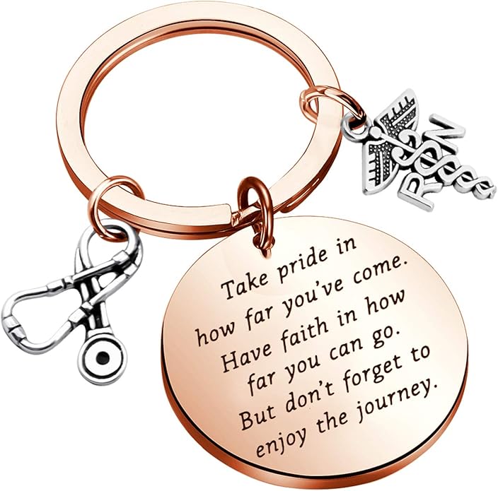 FUSTMW RN Nurse Keychain Gift - RN Graduate Gifts - Registered Nurse Charm