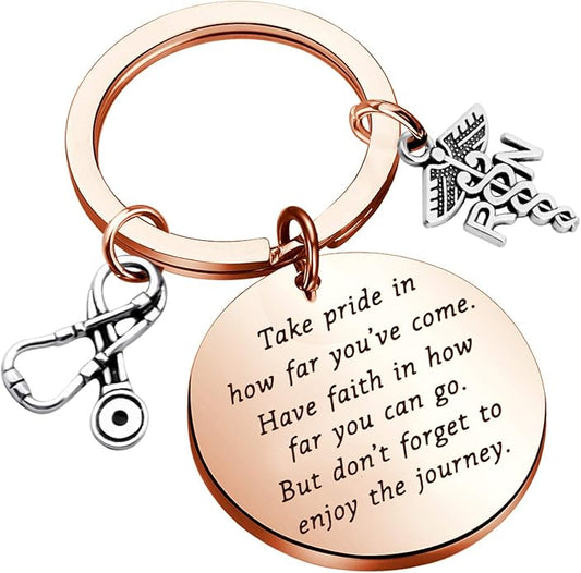 FUSTMW RN Nurse Keychain Gift - RN Graduate Gifts - Registered Nurse Charm