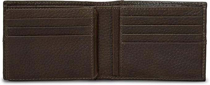 Eddie Bauer Men's Rugged Leather Bifold Wallet | Money Clip | RFID Protection | ID Window | Genuine Leather | EDC