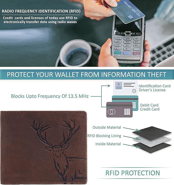 LONDON ALLEY Stark Vintage Brown Leather Wallet for Men, RFID Protected, 8 Card Slots.