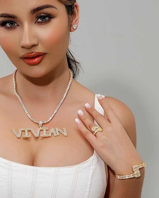 Lulu Mel Iced Out Baguette Diamond Bracelet Jewelry for Women, Hip Hop Mens 14k Gold Silver Plated Cubic Zirconia Bangle Bracelet, Men Heart Cuff Bracelet With Jewelry Box