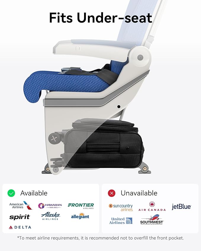 LUGGEX Underseat Carry On Luggage with Wheels - Soft Sided Small Suitcase - Underseat Luggage with Front Open Design (15 Inch, Black)