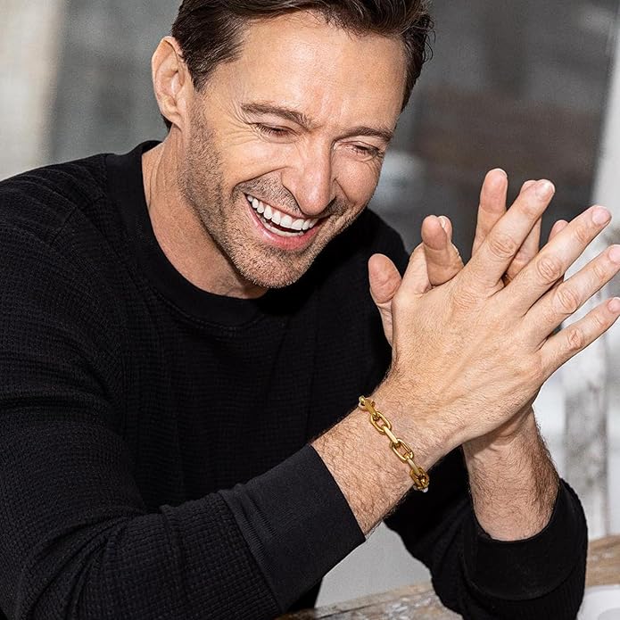 VNOX Link Chain Bracelets for Men - Cool Mens Bracelets Diamond-Cut Paperclip Solid Chain Bracelet Chunky Stainless Steel Jewelry Trendy Gifts