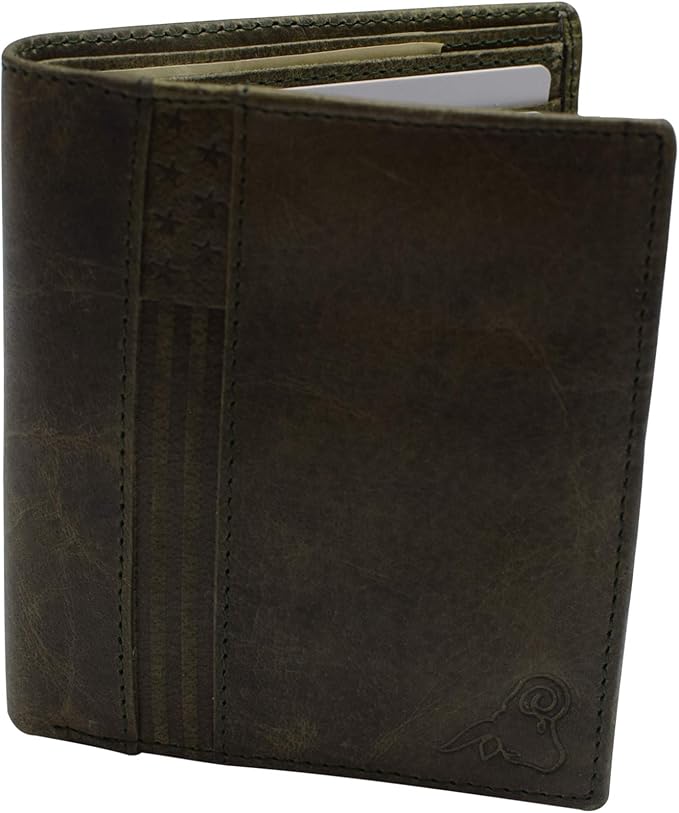 RFID Blocking Bifold Hipster Credit Card Wallet Premium Lambskin Leather (Cavelio Green)