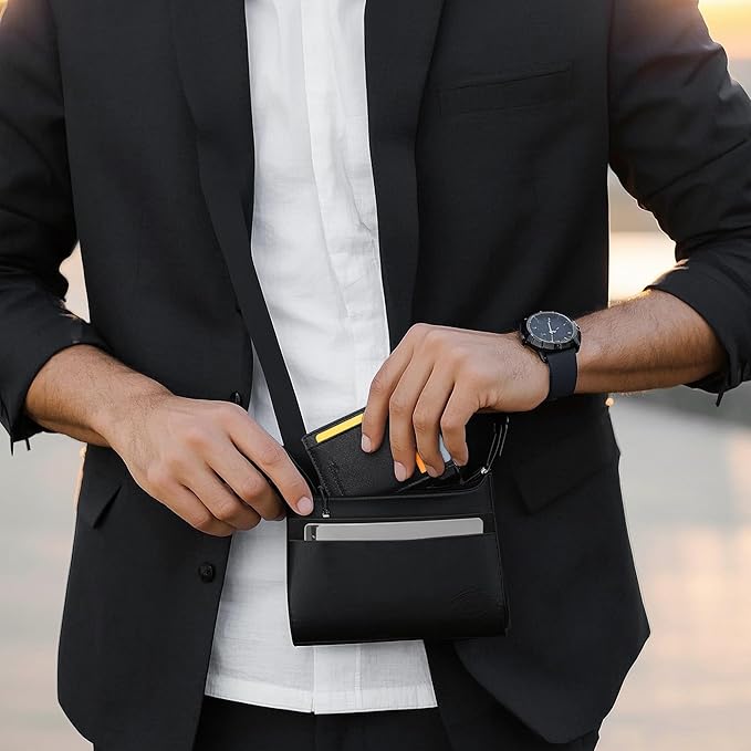 Travelambo Slim Wallet Front Pocket Minimalist Leather RFID Blocking Medium Size