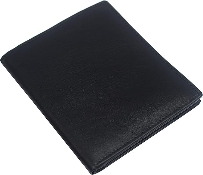 New Premium Lambskin Leather Bifold Hipster Credit Card Wallet (Black)