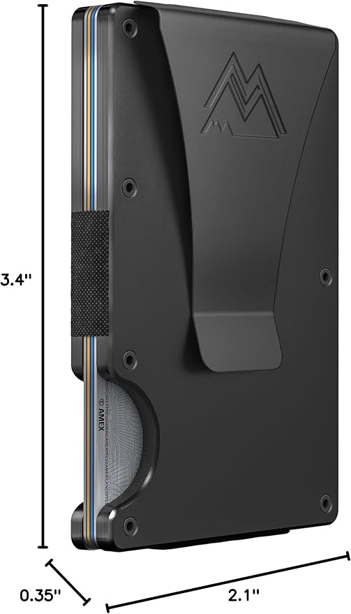Mountain Voyage Co Minimalist Wallet for Men & Women - Slim RFID Wallet, Scratch Resistant, Credit Card Holder & Money Clip, Easily Removable Money & Cards, (Black Titanium)