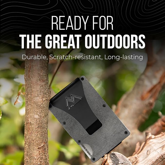 Mountain Voyage Co Minimalist Wallet for Men & Women - Slim RFID Wallet, Scratch Resistant, Credit Card Holder & Money Clip, Easily Removable Money & Cards, (Greystone Aluminum)