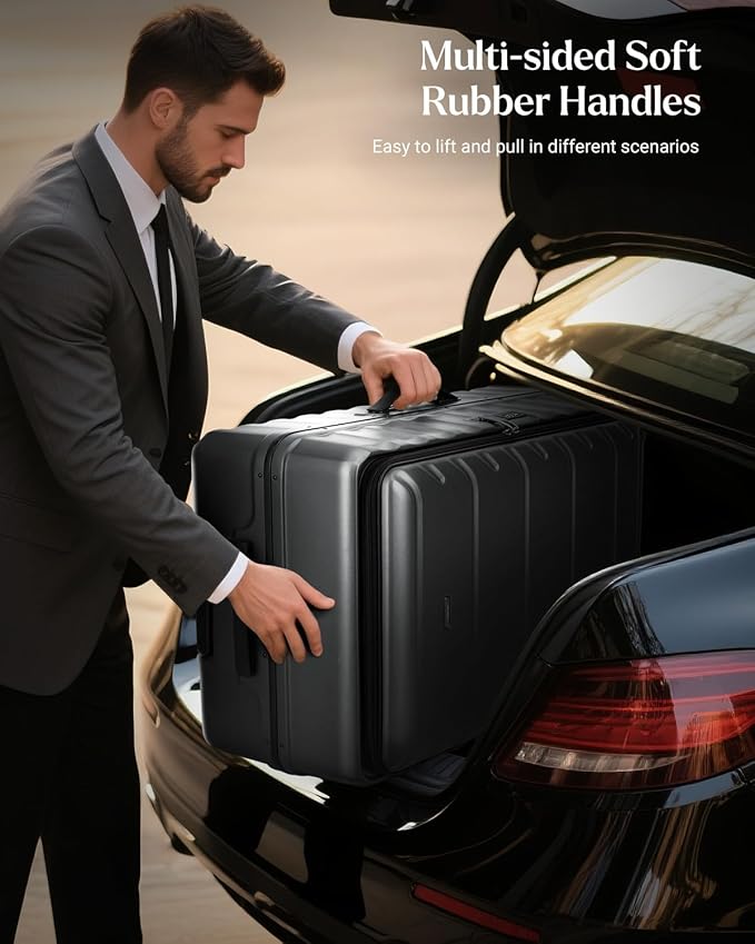 Checked Luggage, 28 Inch Luggage with Spinner Wheels, Large Suitcase with Lightweight PC Hard Shell, Aluminum Frame, Top Opening, YKK Zipper, TSA Lock (Black, 1PC)