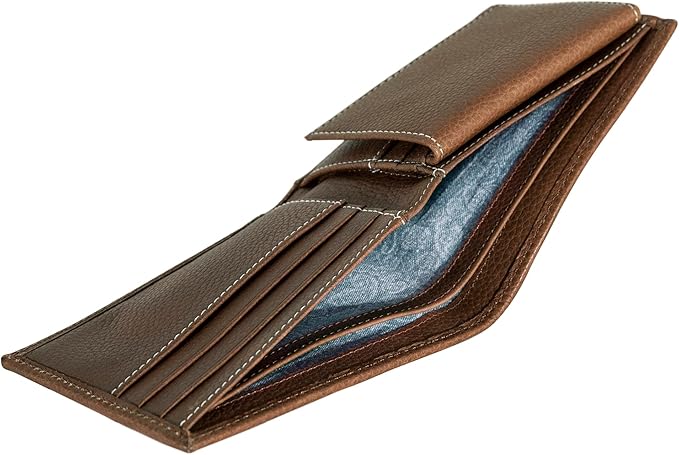 Eddie Bauer Men's Rugged Leather Bifold Wallet | Money Clip | RFID Protection | ID Window | Genuine Leather | EDC