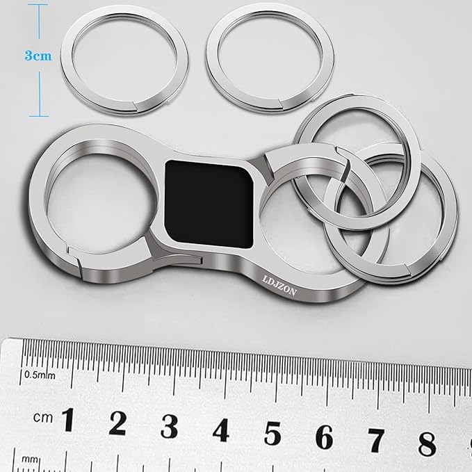 Key Chain Quick Release Spring with 4 Key Rings Car Keychain for Men and Women