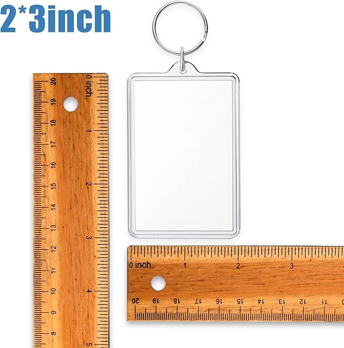 24 Pcs Photo Keychain (2 x 3inch) Transparent Picture Keychain, Acrylic Photo Insert Keychain Blank Photo Insert Keyring DIY Personalize Favor Graduation Gift