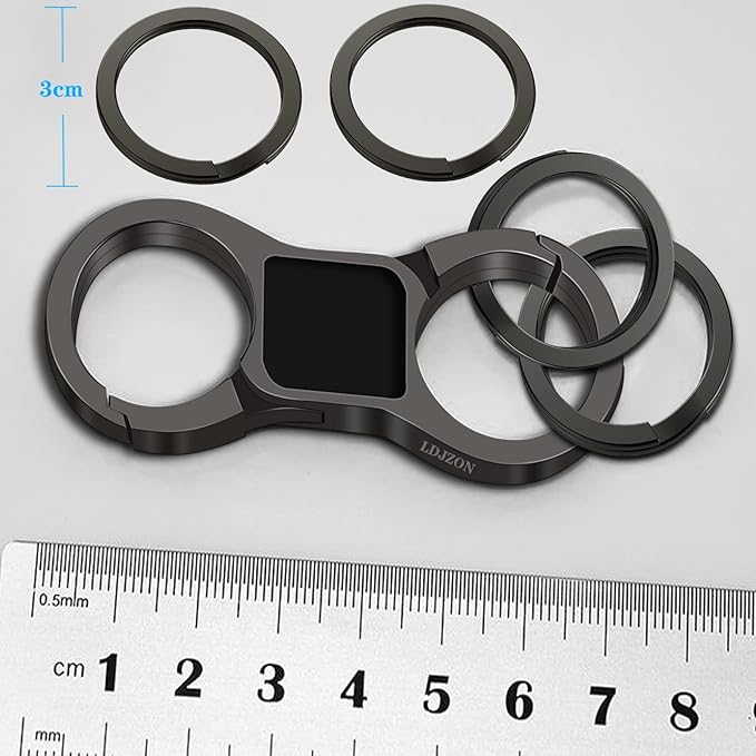 Key Chain Quick Release Spring with 4 Key Rings Car Keychain for Men and Women