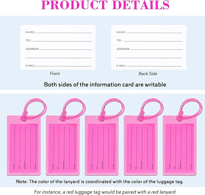 10 Pack Luggage Tags for Suitcases, Airplane Travel Essentials for Flying, International Travel Must Haves, and Luggage Accessories by Sodsay