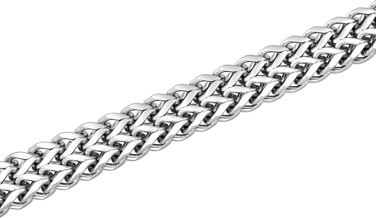 Men's Stainless Steel Double Franco Link Bracelet with Secure Fold Over Clasp - Durable & Stylish