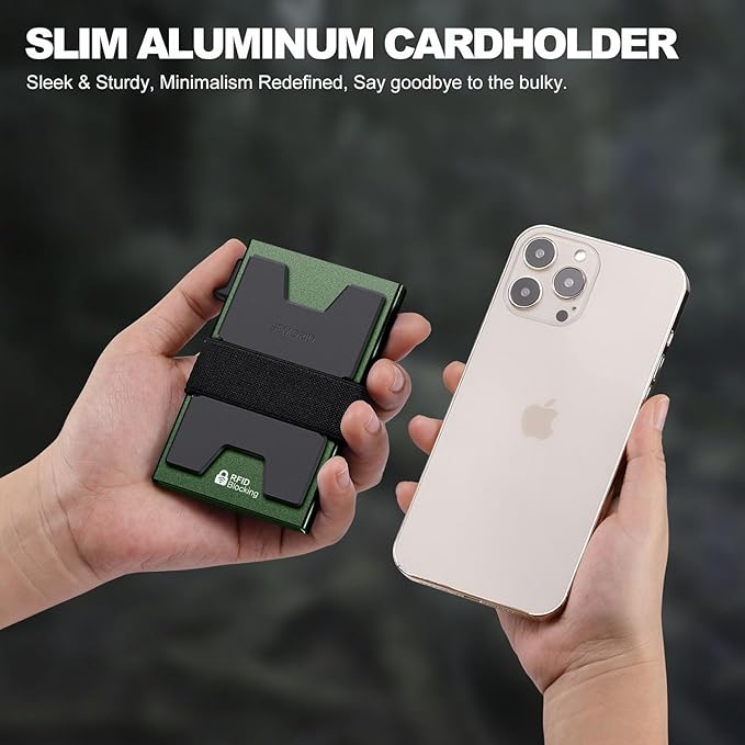 Slim Aluminum Card Holder Wallet - RFID Blocking Pop up Minimalist Wallet for Men | Front Pocket Smart Wallet Metal Card Case | Presents for Him