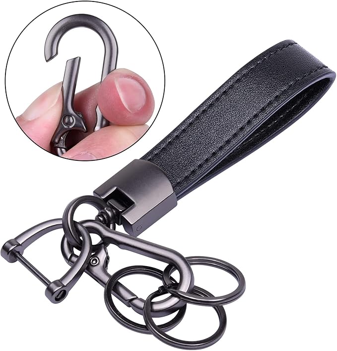 Wisdompro Genuine Leather Car Keychain, Key Fob Key Chain for Men and Women