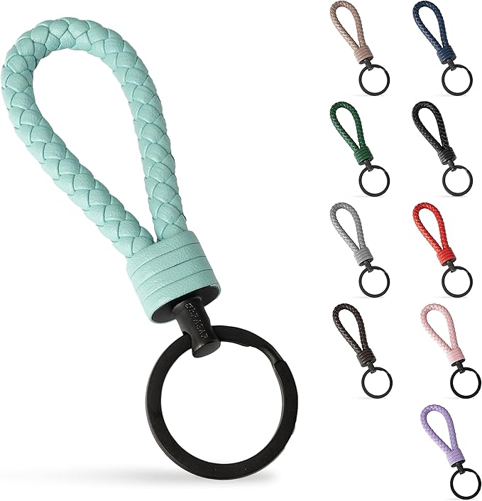 SERASAR | Leather Keychain [Strong] with Stainless Steel Key Ring - Additional Rings for Small Keys - With Gift Box
