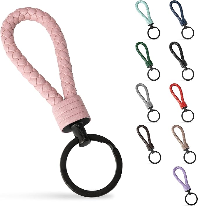 SERASAR | Leather Keychain [Strong] with Stainless Steel Key Ring - Additional Rings for Small Keys - With Gift Box