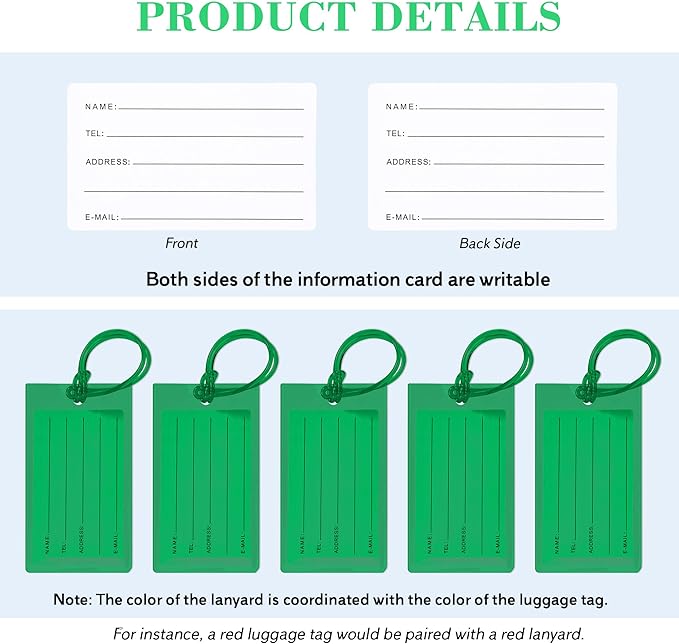 10 Pack Luggage Tags for Suitcases, Airplane Travel Essentials for Flying, International Travel Must Haves, and Luggage Accessories by Sodsay