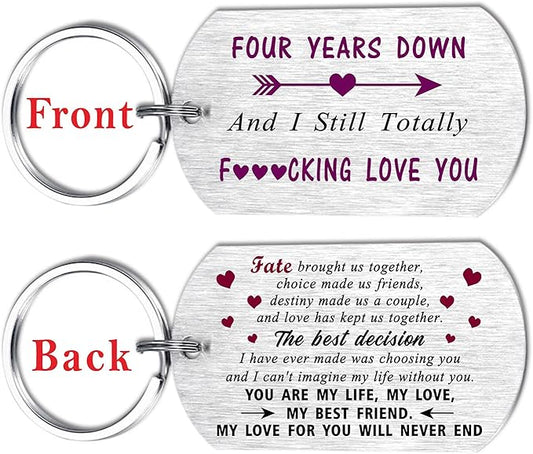 Funny Anniversary Wedding Gifts for Men Women, I Still Totally F Love You Anniversary Keychain for Him Her Husband Wife