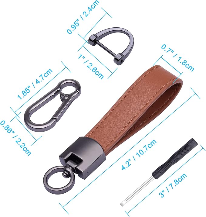 Wisdompro Genuine Leather Car Keychain, Key Fob Key Chain for Men and Women