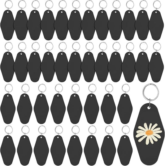 LOTMER 40 PCS Hotel Keychain Blank with Key Rings, 20 Colors Plastic Rhombus Motel Keychain for DIY Keychain and Luggage Tag