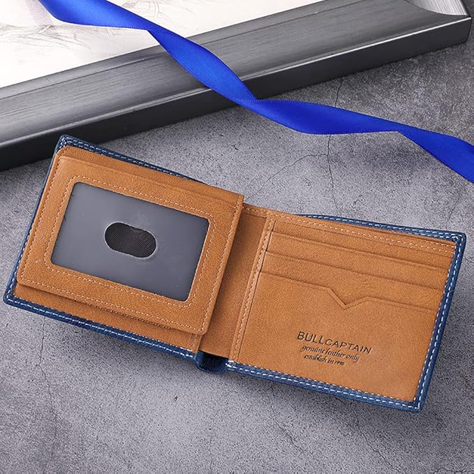 LUKZIJAES Genuine Leather Wallet for Men RFID Blocking Slim Bifold Front Pocket Wallets with 2 ID Window (#3-Green)