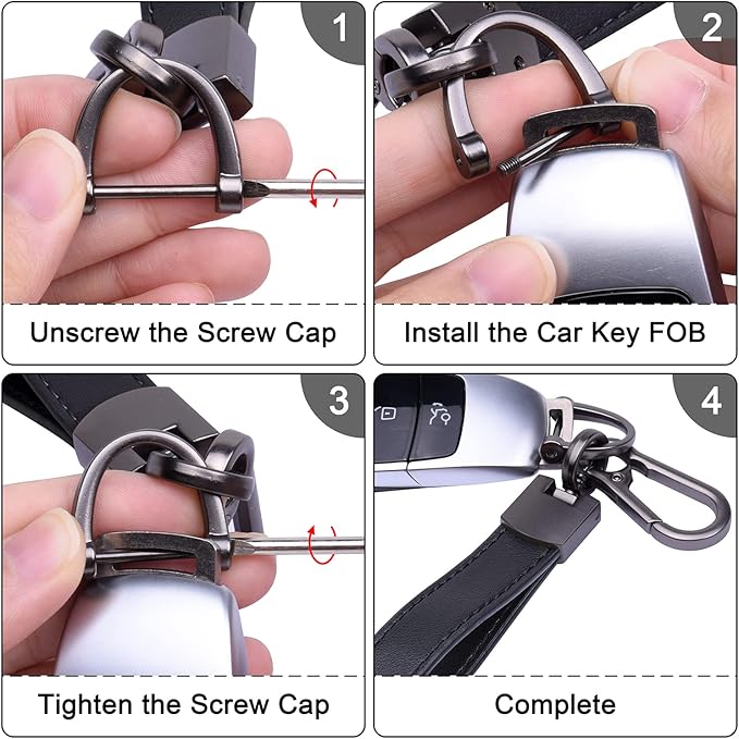 Wisdompro Genuine Leather Car Keychain, Key Fob Key Chain for Men and Women