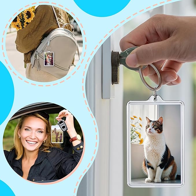 12 Pcs Photo Keychain (2 x 3inch) Transparent Picture Keychain, Acrylic Photo Insert Keychain Blank Photo Insert Keyring DIY Personalize Favor Graduation Gift