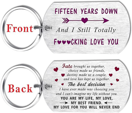 Funny Anniversary Wedding Gifts for Men Women, I Still Totally F Love You Anniversary Keychain for Him Her Husband Wife