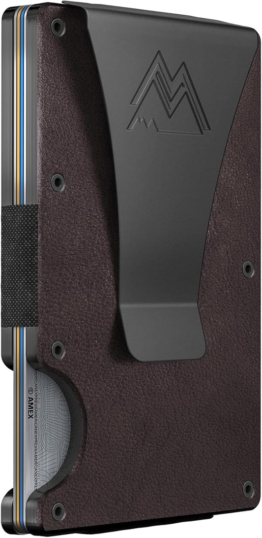 Mountain Voyage Co Minimalist Wallet for Men & Women - Slim RFID Wallet, Scratch Resistant, Credit Card Holder & Money Clip, Easily Removable Money & Cards, (Vintage Brown Leather)