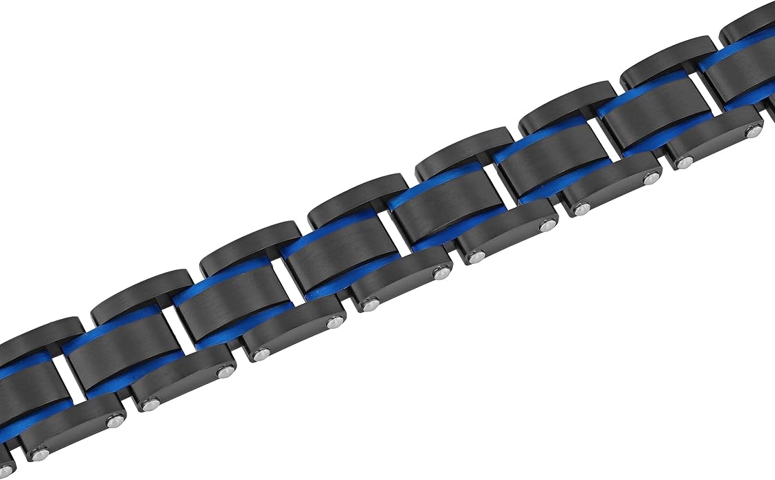 Men's Two-Tone Textured Link Bracelet – 8.5 Inch Stainless Steel, Hypoallergenic