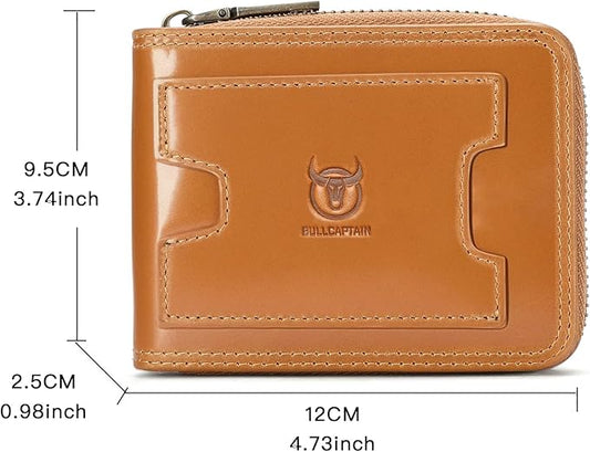 LUKZIJAES Genuine Leather Wallet for Men (#15-Yellow Brown)