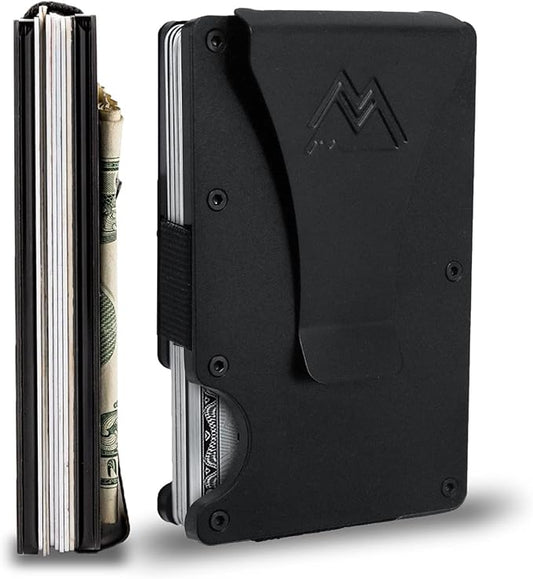 Mountain Voyage Co Minimalist Wallet for Men - Slim RFID I Scratch Resistant, Matte Black Credit Card Holder & Money Clip, Easily Removable Money & Cards, Mens Wallets