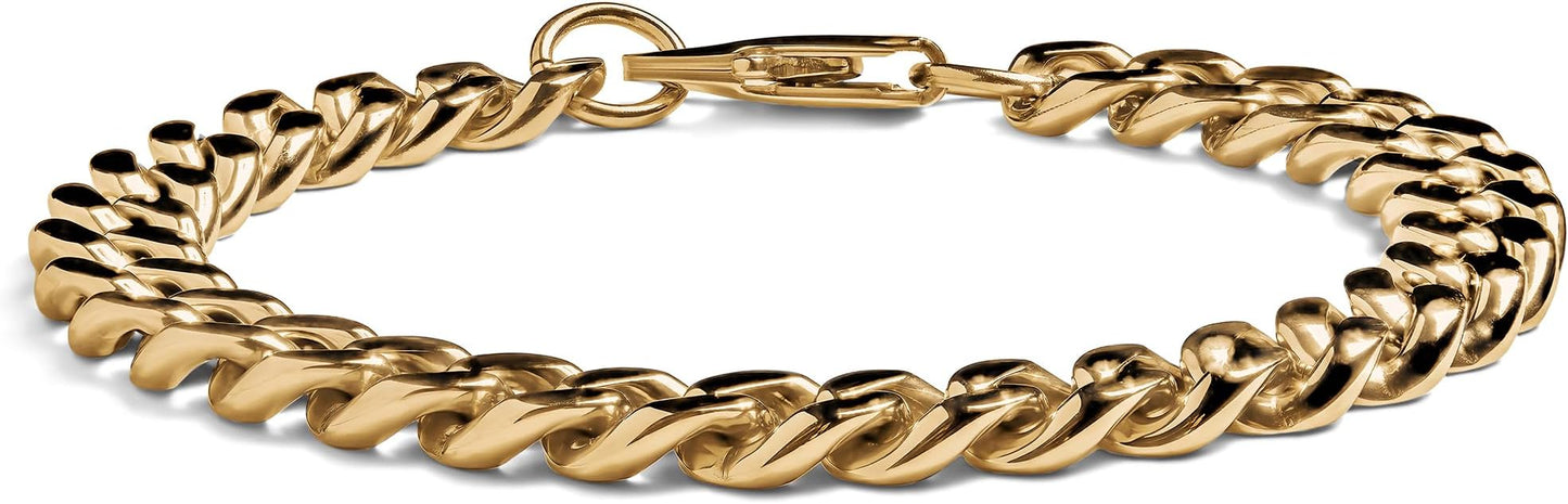 Elegatto Cuban Chain Premium 18K Gold Plated Bracelet for Men| Polished Gold-Plated Stainless Steel Cuban Link Chain | Men's Designer Jewelry Bracelets