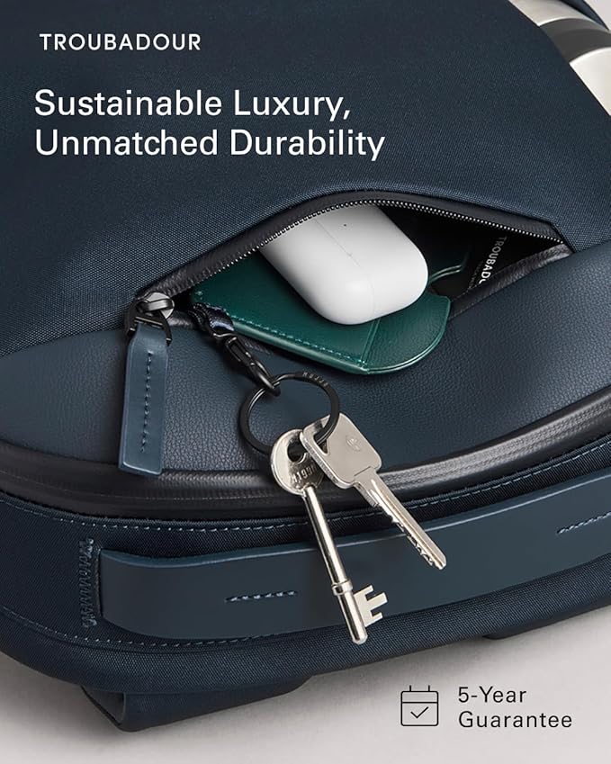 Troubadour Apex Compact Backpack 3.0-16L Premium Laptop Backpack - Ergonomic & Water Resistant - Designed for Work and Travel - Navy